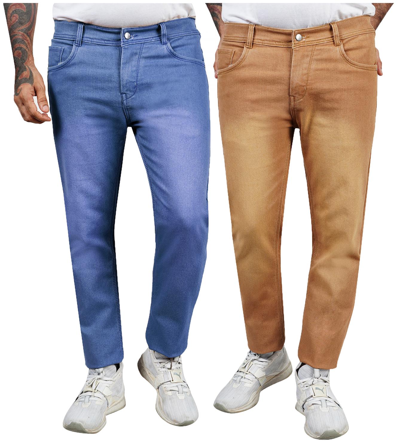 

EditLook Men Blue Beige Slim Fit Jeans