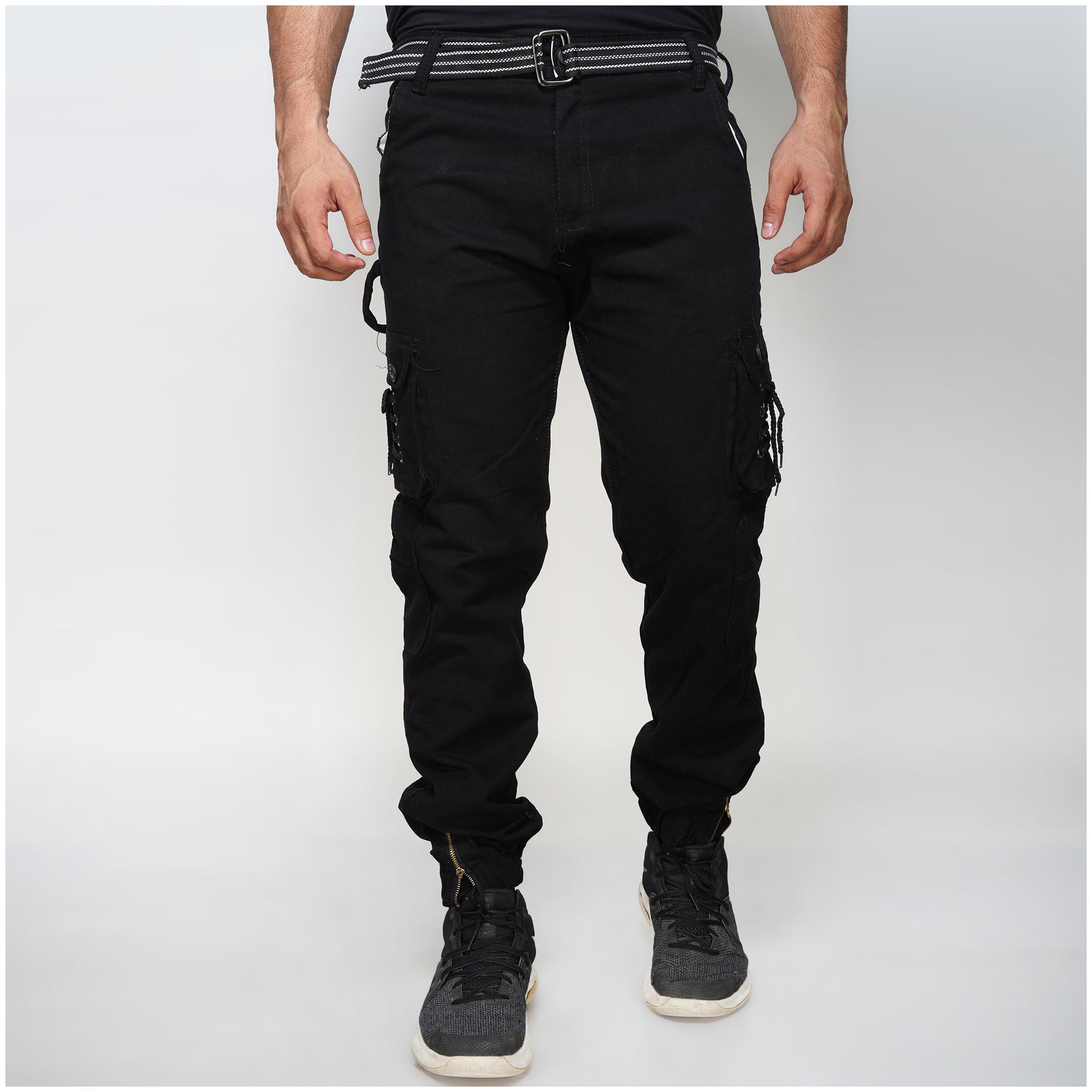 

EditLook Men Black Solid Slim fit Cargos
