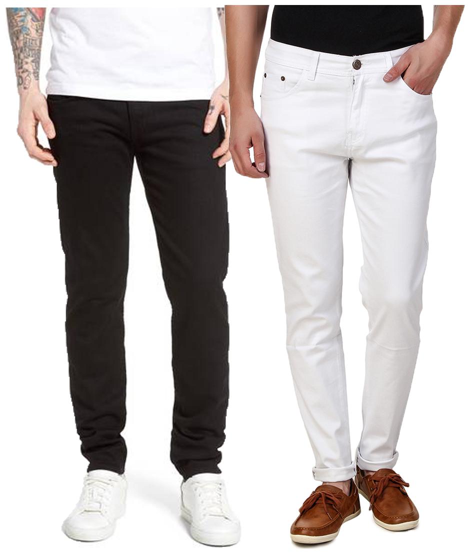 

EditLook Men Black White Slim Fit Jeans