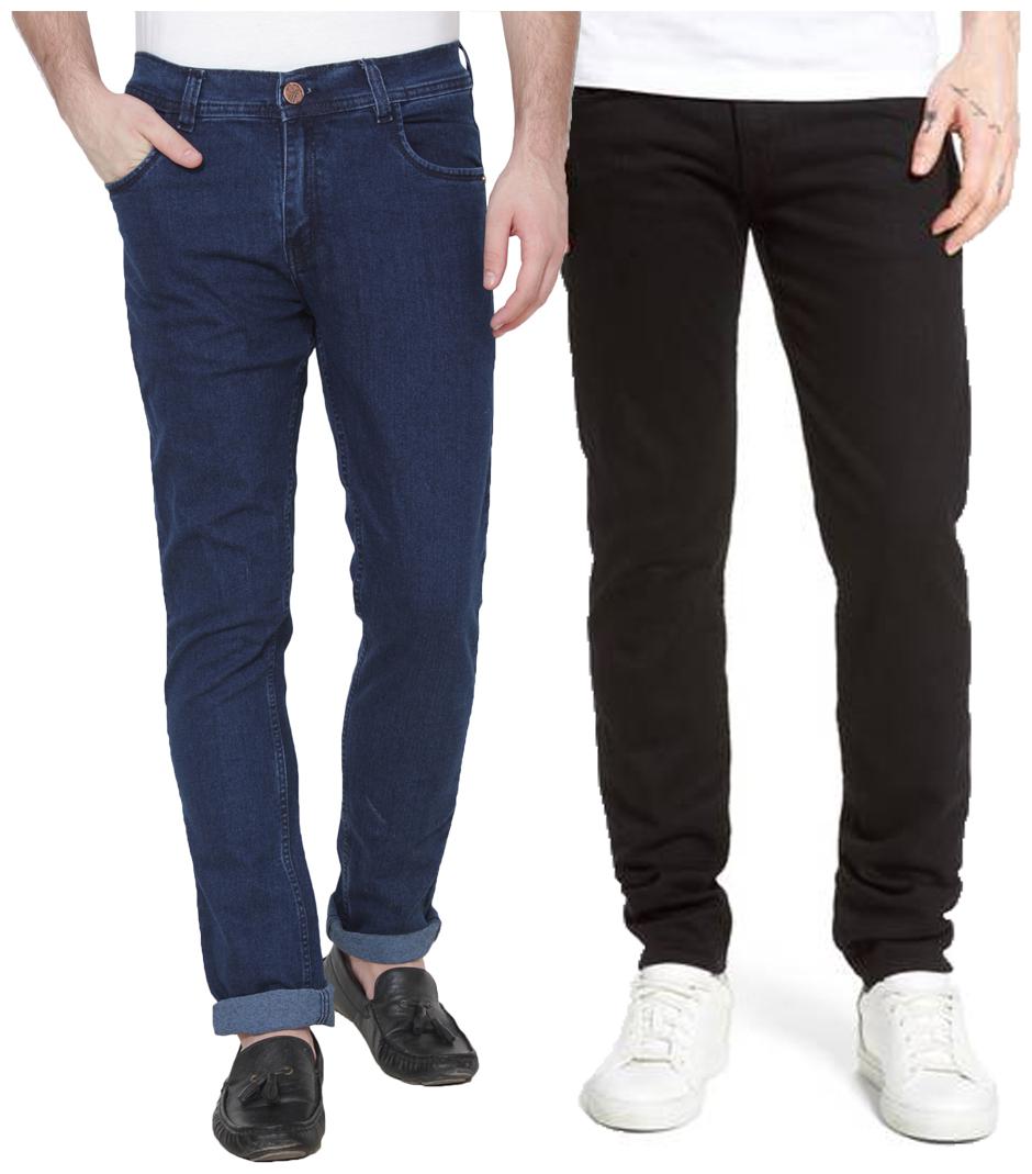 

EditLook Men Blue Black Slim Fit Jeans