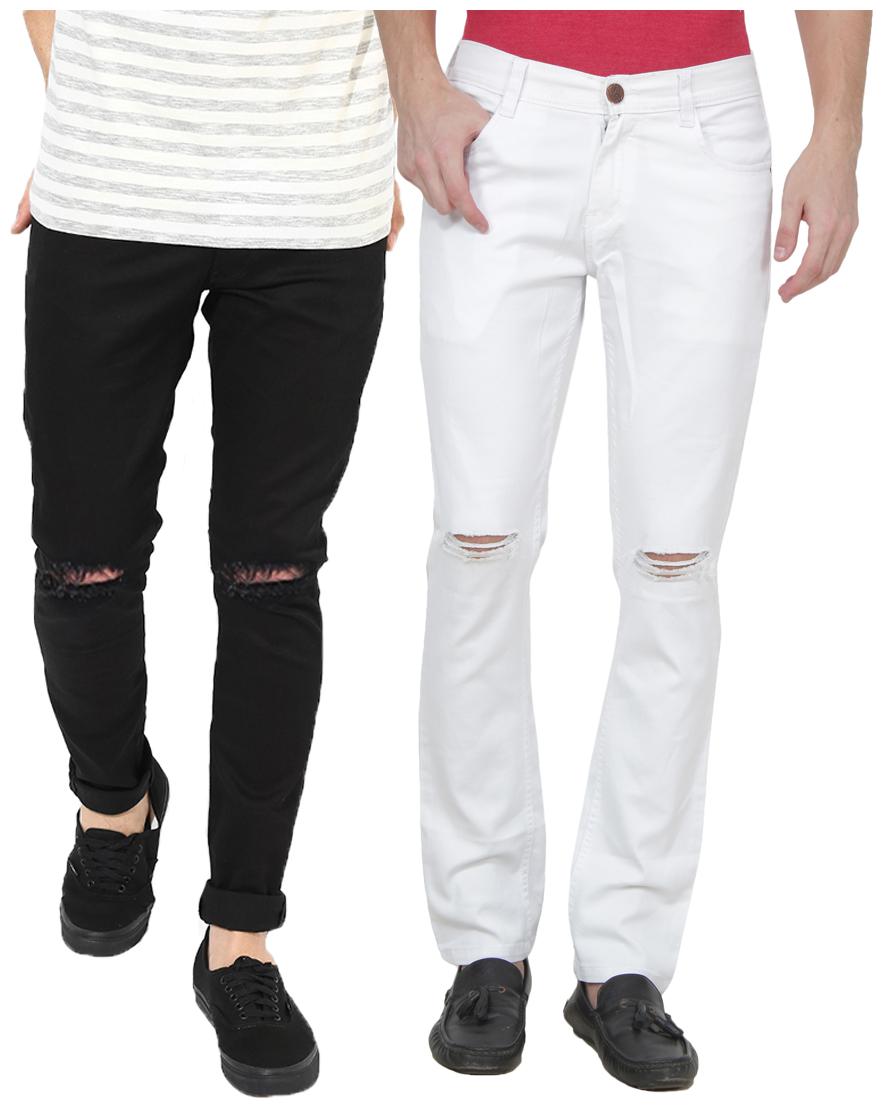 

EditLook Men Black White Slim Fit Jeans