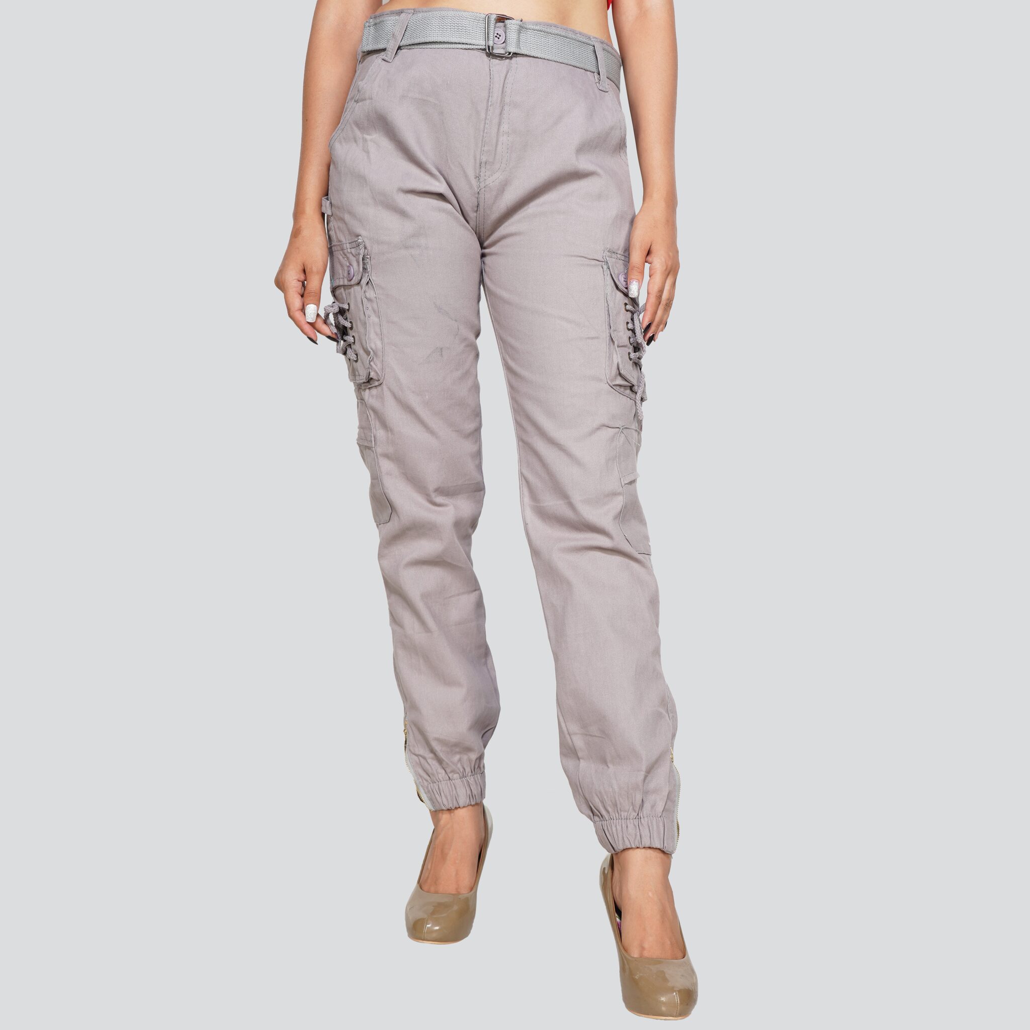 

EditLook Women Grey Slim fit Cargos