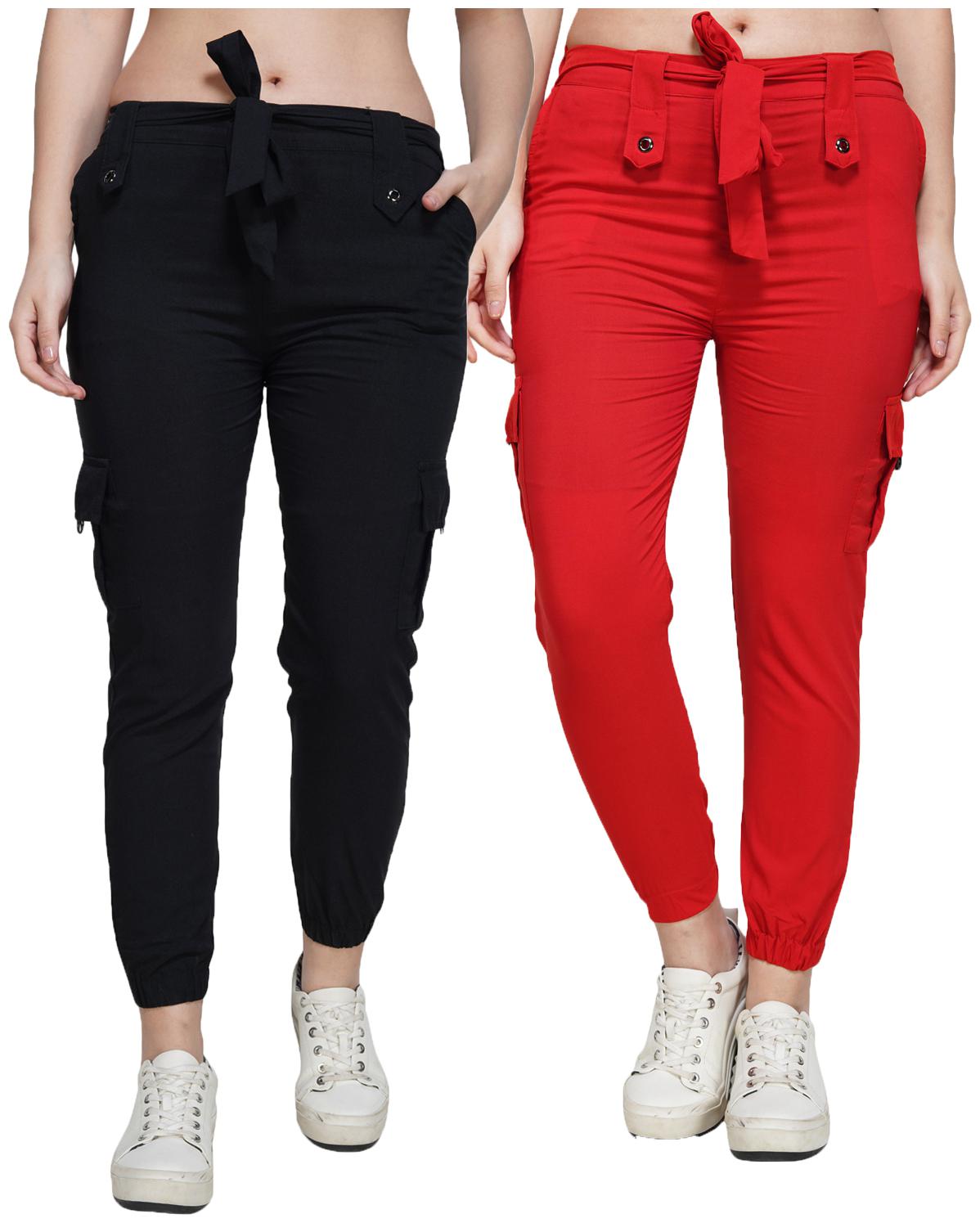 

EditLook Women Black Red Slim fit Jogger