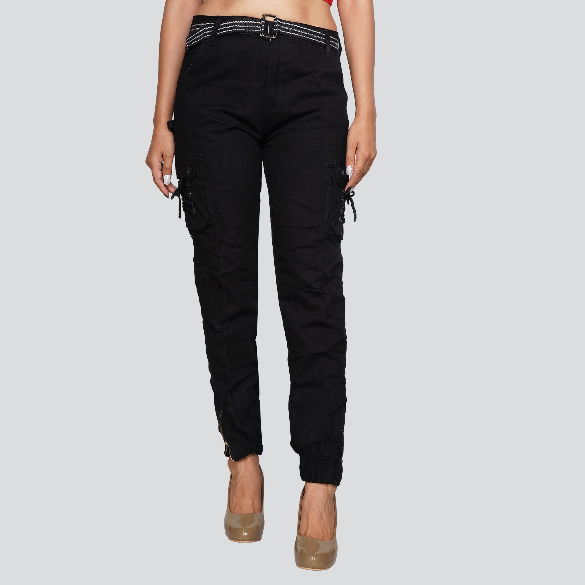 

EditLook Women Black Slim fit Cargos
