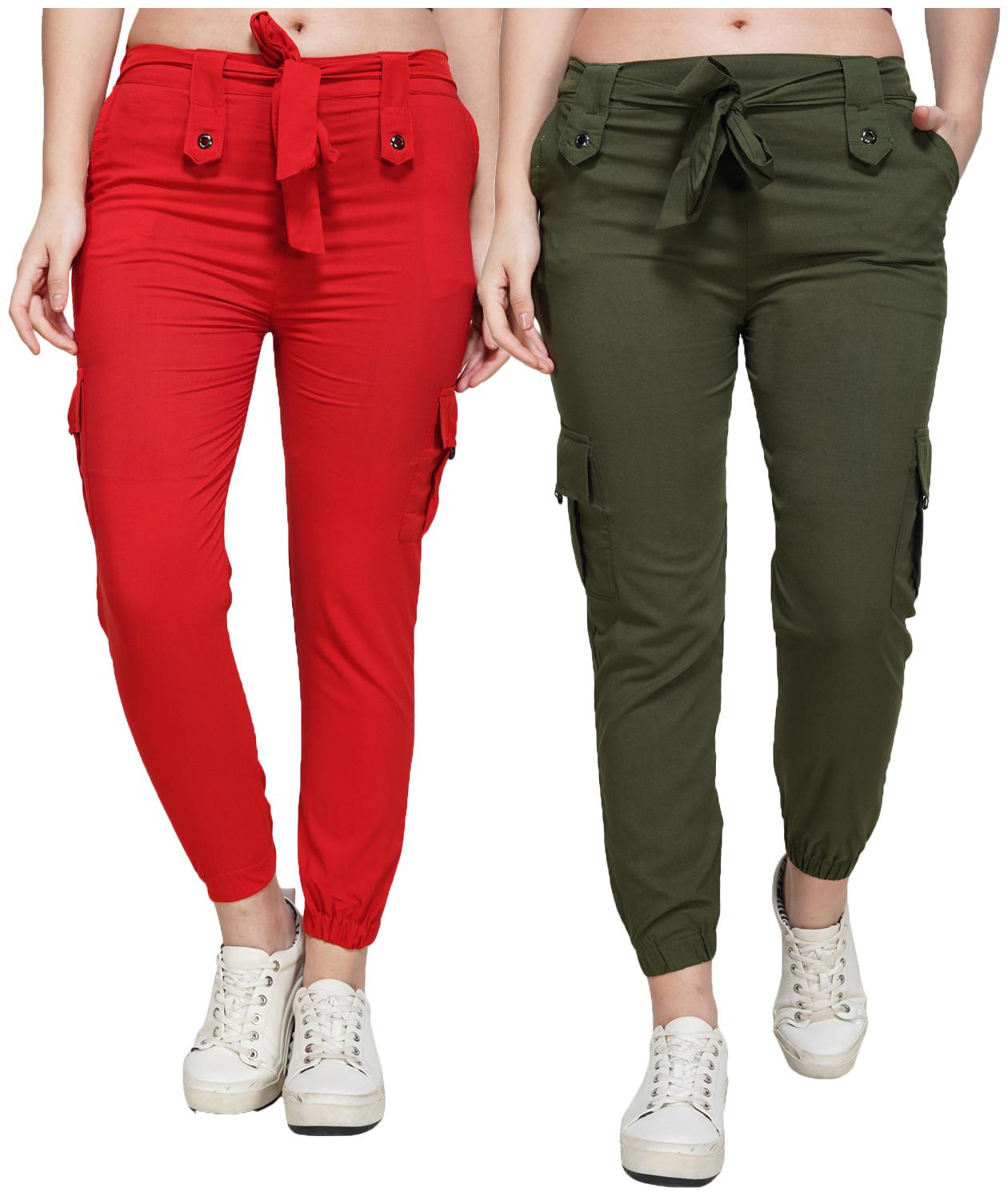 

EditLook Women Red Green Slim fit Jogger