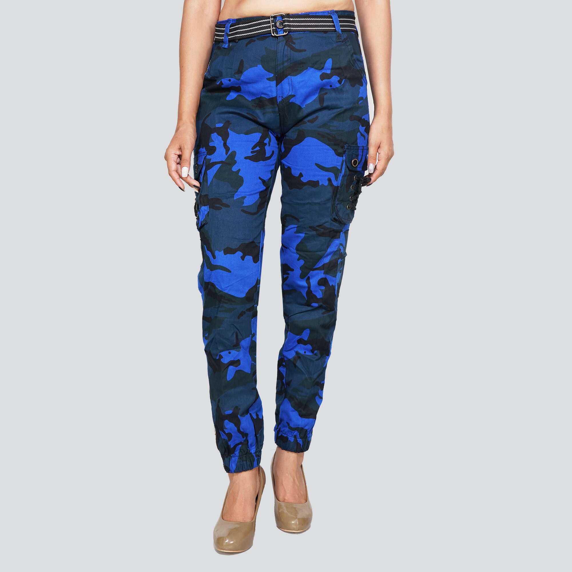 

EditLook Women Blue Slim fit Cargos