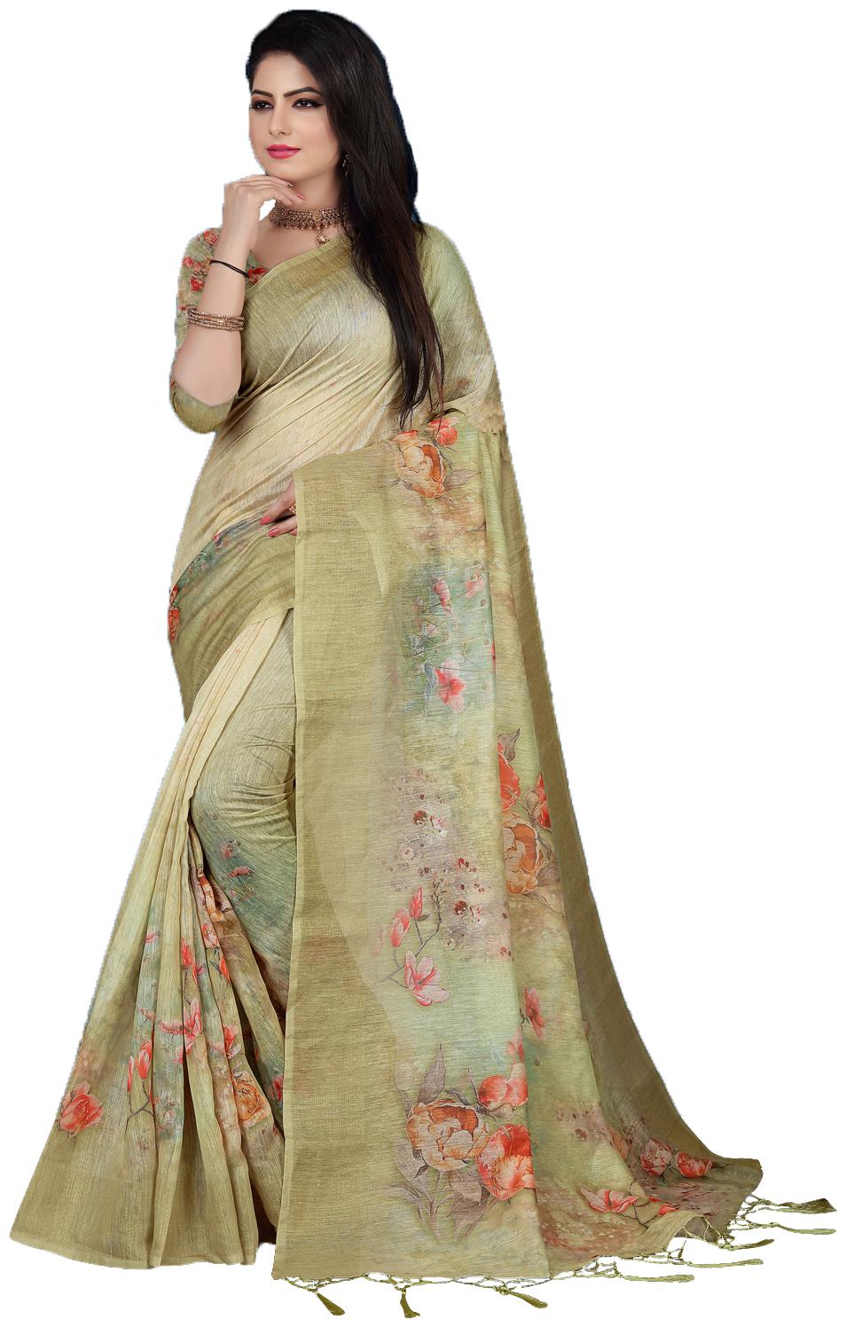 

Eka Lifestyle Women Green Organza Floral Saree