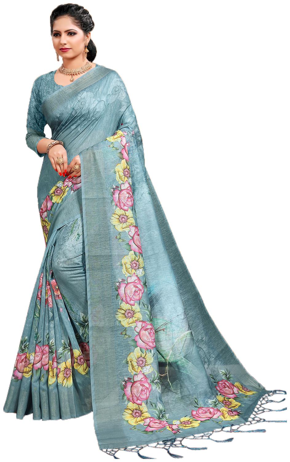 

Eka Lifestyle Women Multi Organza Floral Saree