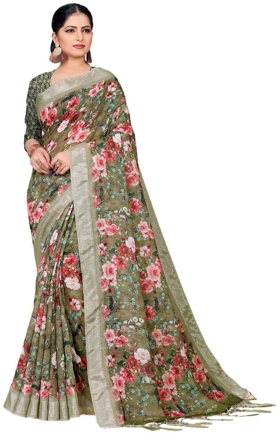 

Eka Lifestyle Women Multi Organza Floral Saree
