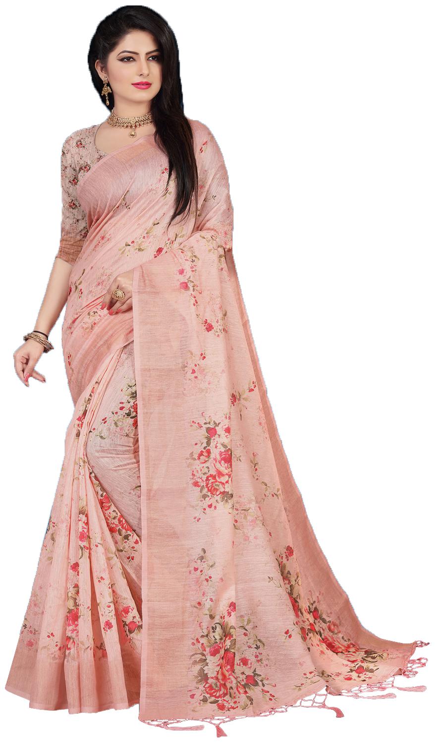 

Eka Lifestyle Women Pink Organza Floral Saree