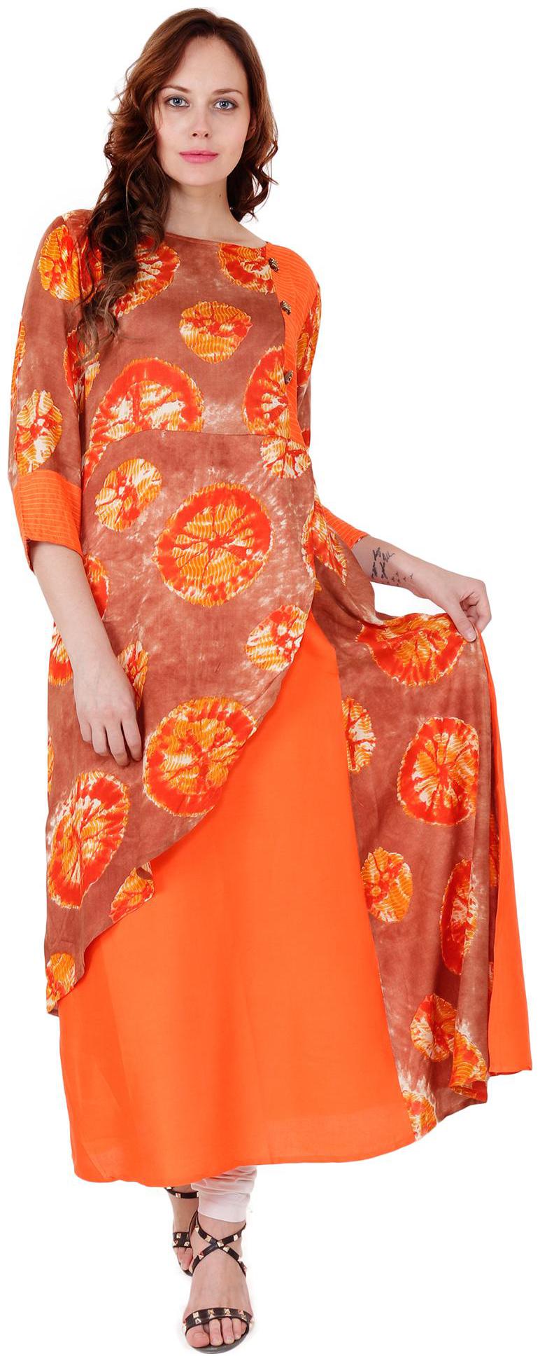 

el dios marte Women Orange Embroidered Straight Kurti