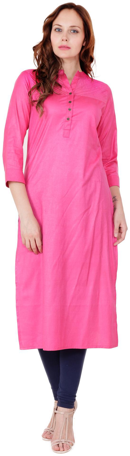

el dios marte Women Pink Embroidered Straight Kurti