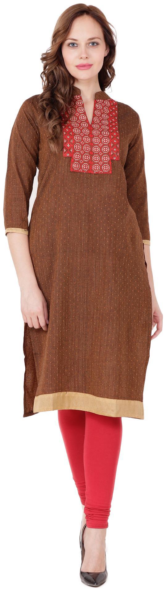 

el dios marte Women Grey Embroidered Straight Kurti