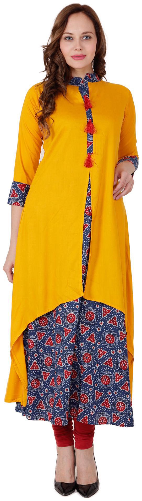 

el dios marte Women Yellow Printed Straight Kurti