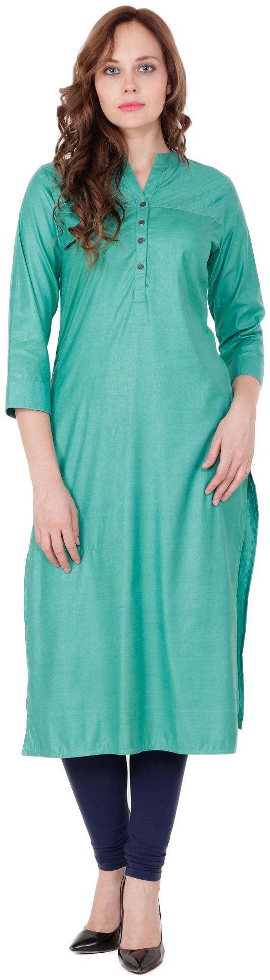 

el dios marte Women Green Embroidered Straight Kurti