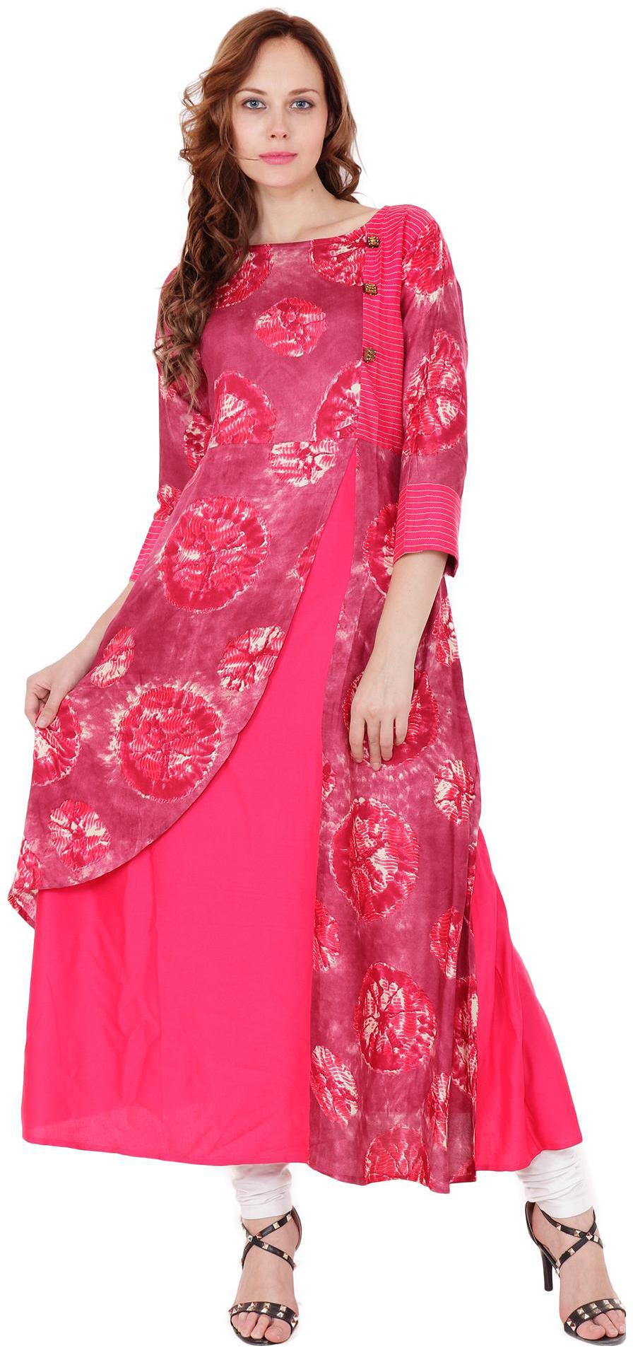 

el dios marte Women Pink Embroidered Straight Kurti