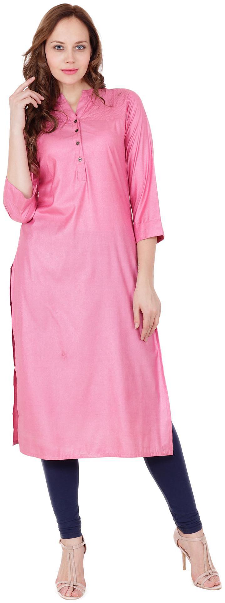 

el dios marte Women Pink Embroidered Straight Kurti