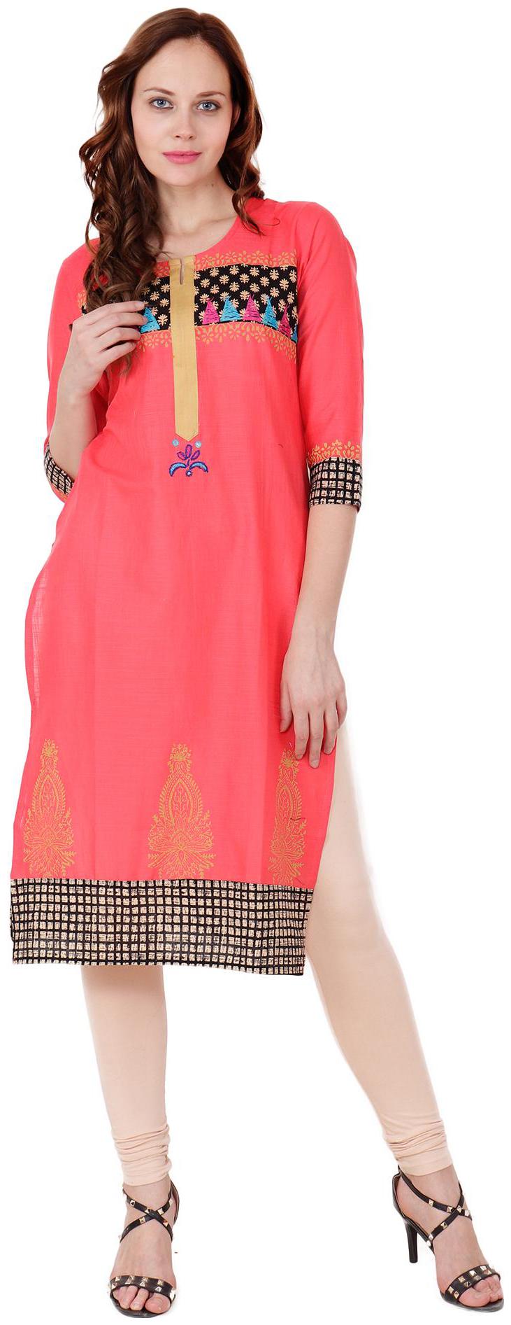 

el dios marte Women Red Embroidered Straight Kurti