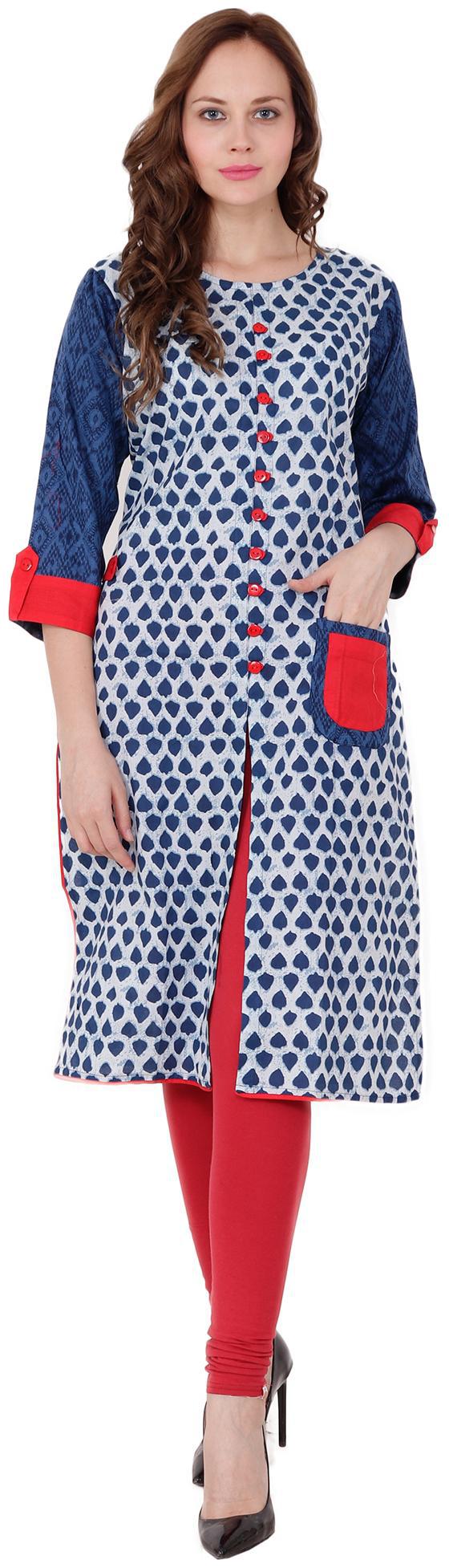 

el dios marte Women Blue Printed Straight Kurti