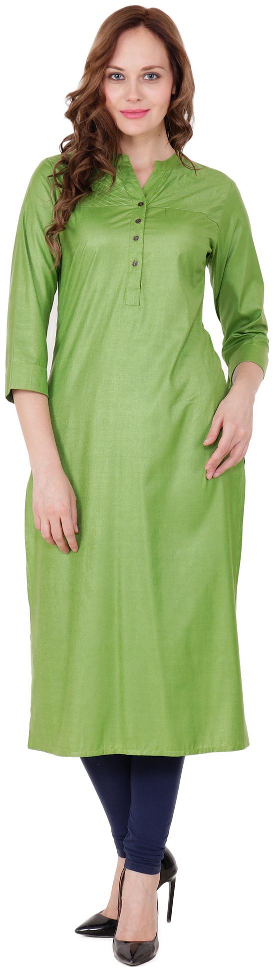 

el dios marte Women Green Embroidered Straight Kurti