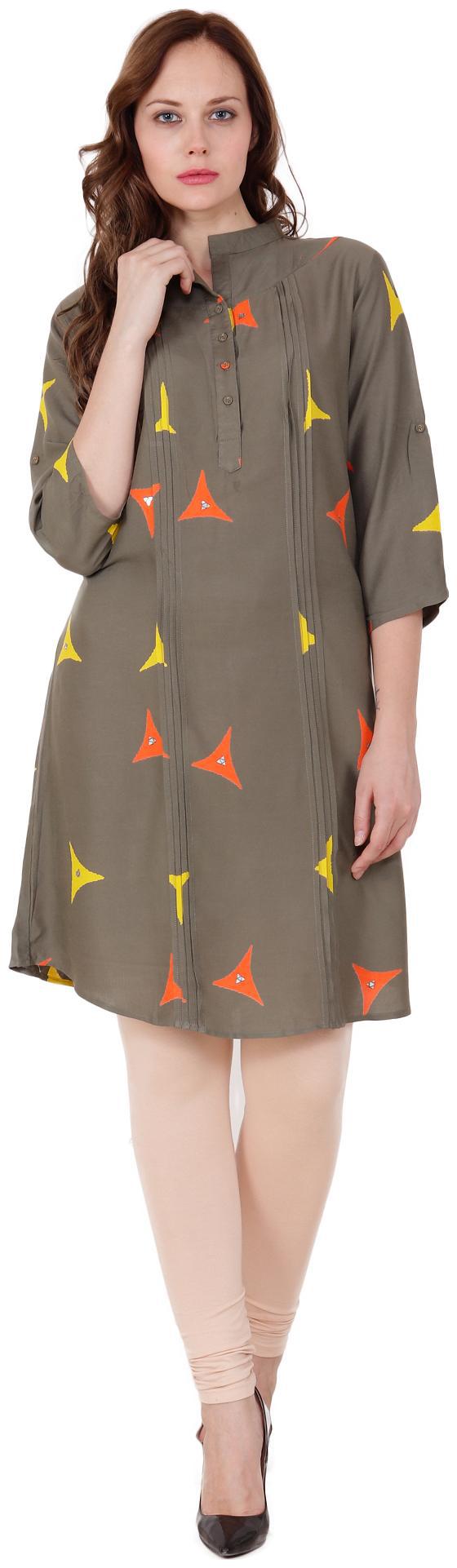 

el dios marte Women Grey Printed Straight Kurti