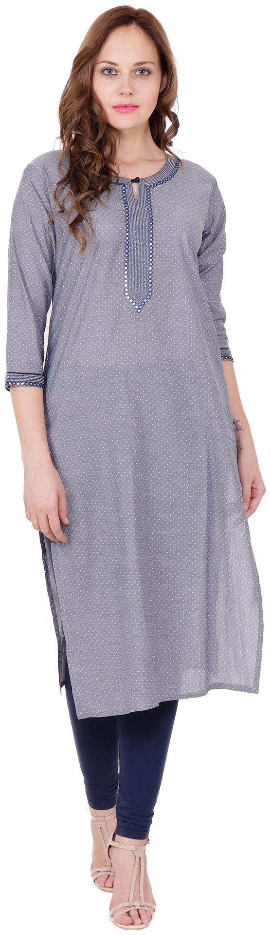 

el dios marte Women Blue Embroidered Straight Kurti