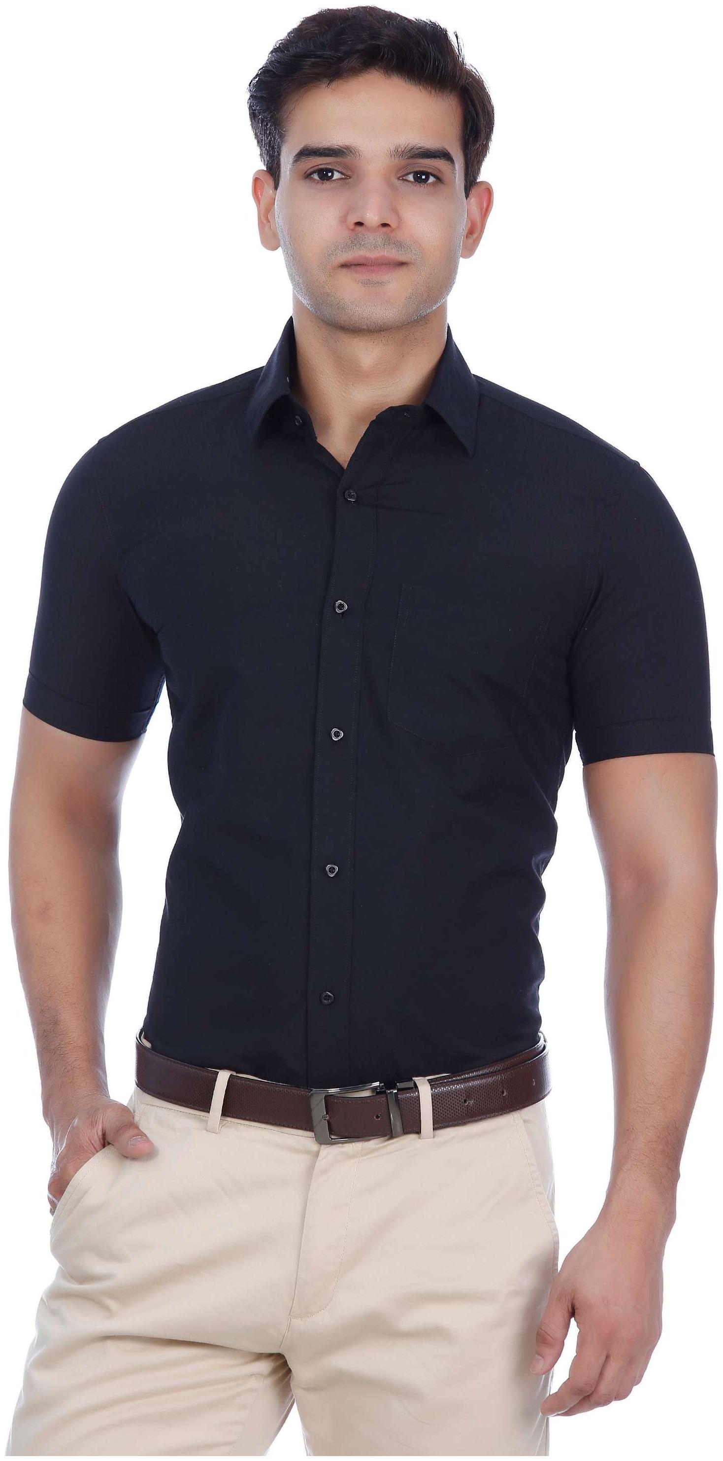 

El Figo Men Black Solid Slim Fit Casual Shirt