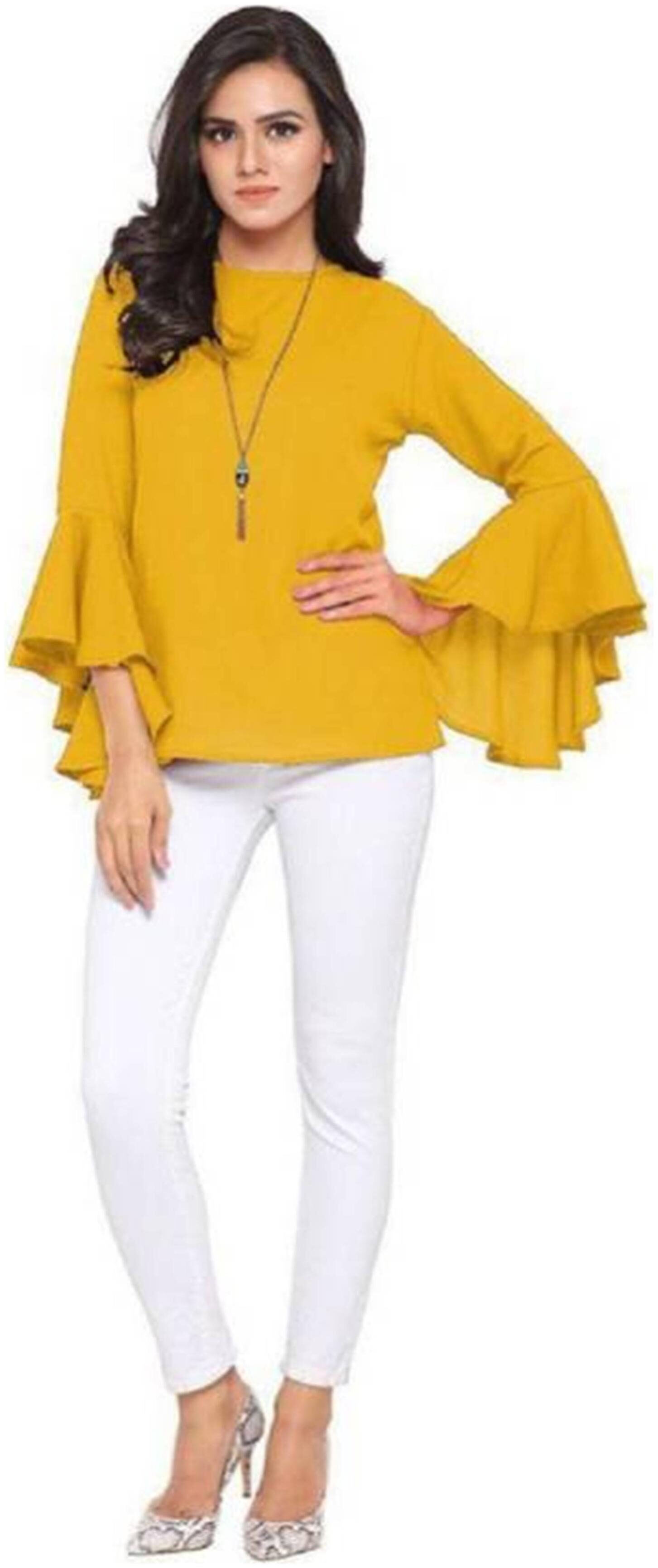 

ForeverYoung Women Solid Regular top - Yellow