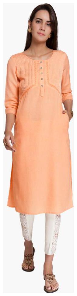 

NAARI Women Orange Embroidered Straight Kurti