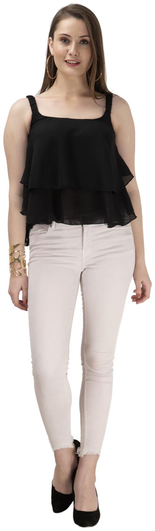 

ELFLADY Women Solid Regular top - Black