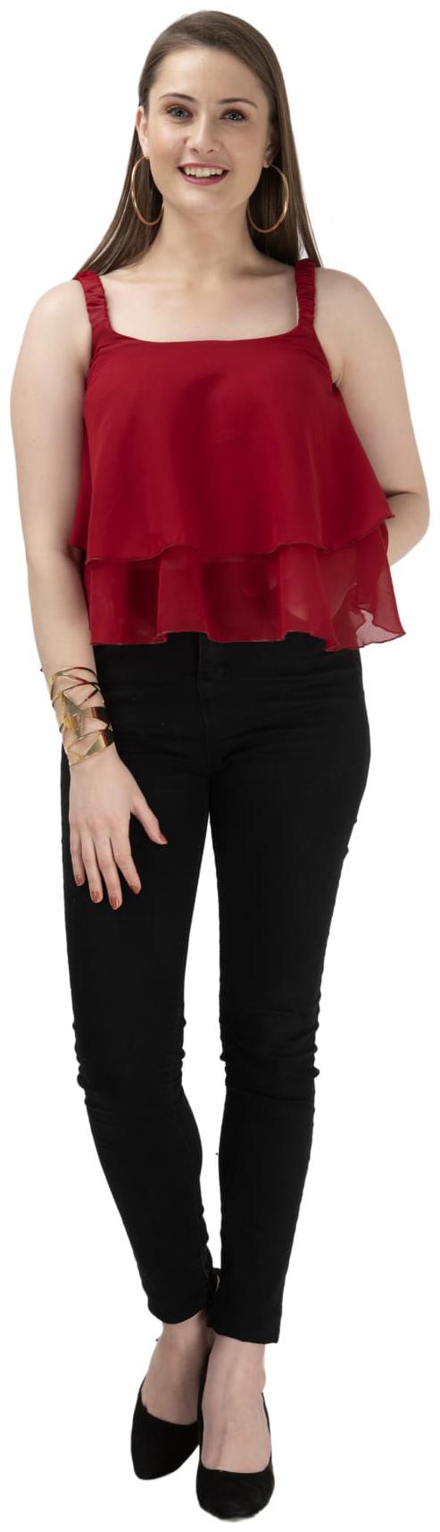 

ELFLADY Women Solid Regular top - Red