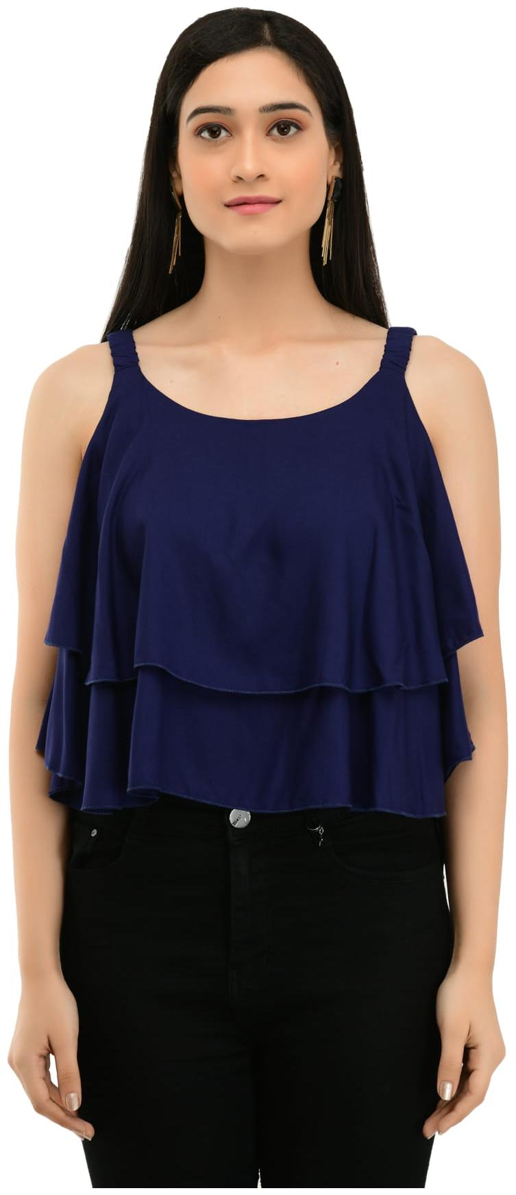 

ELFLADY Women Solid Regular top - Blue