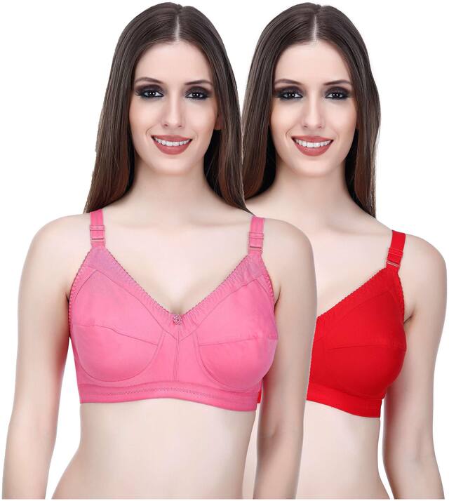 Elina Pack of 2 Non Padded Cotton T Shirt Bra - Multi