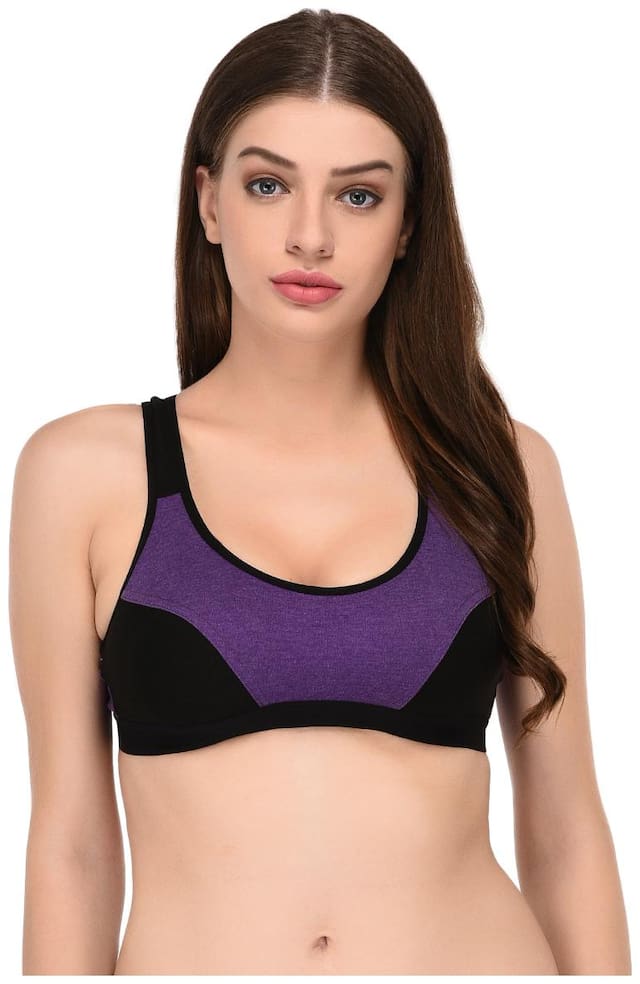 Elina Non Padded Cotton Racerback Bra - Purple