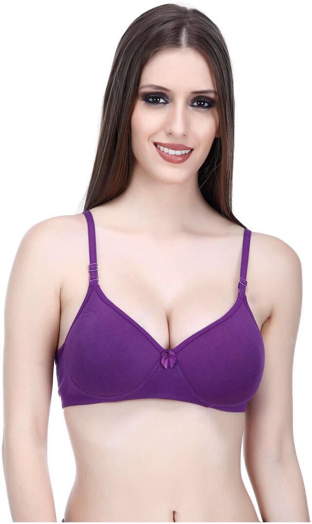 Elina Women's Violet Cotton Hosiery Pushup B Cup Bra .(Set Of 1)