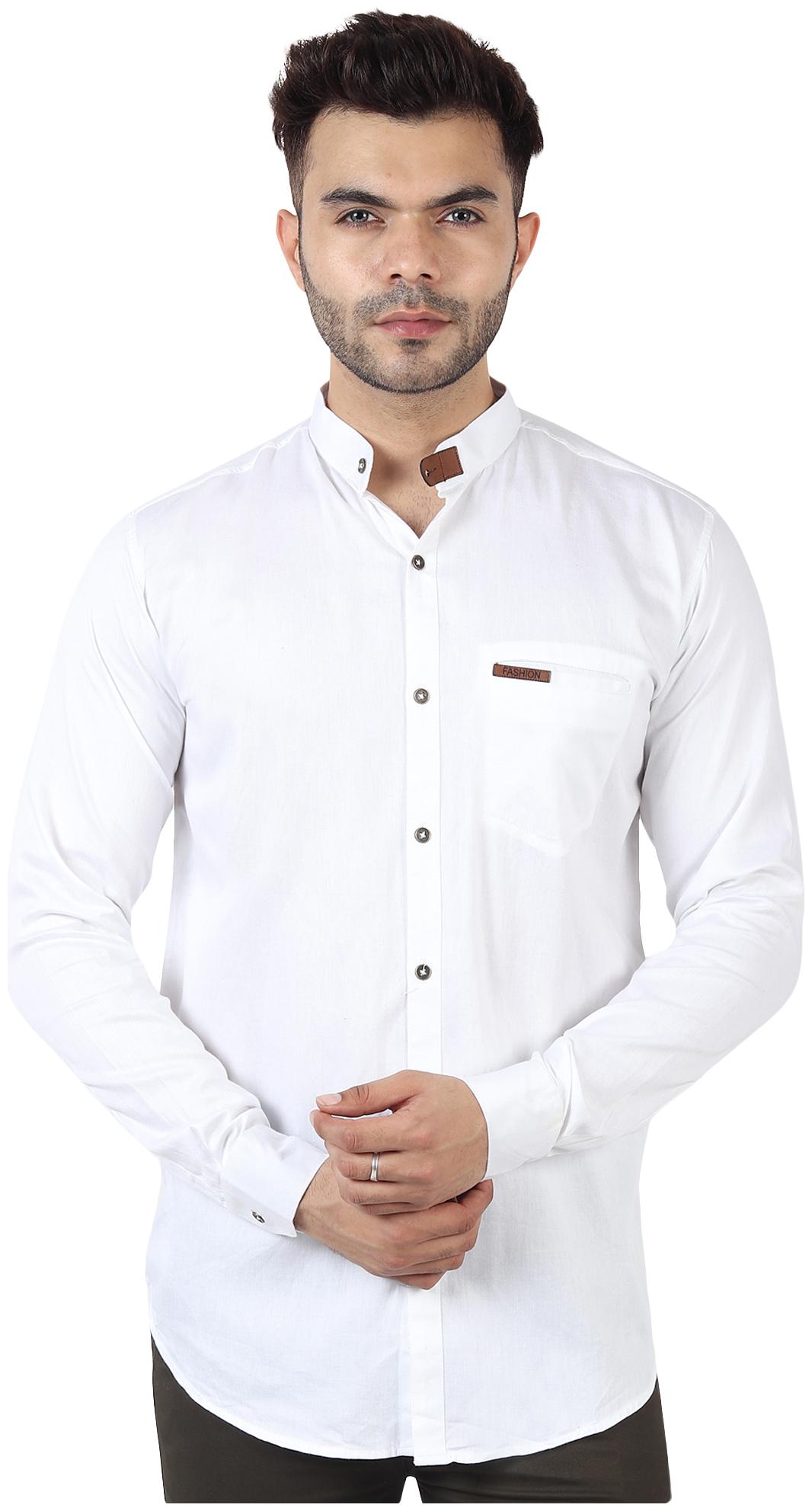 

TryBuy Men White Solid Slim Fit Casual Shirt