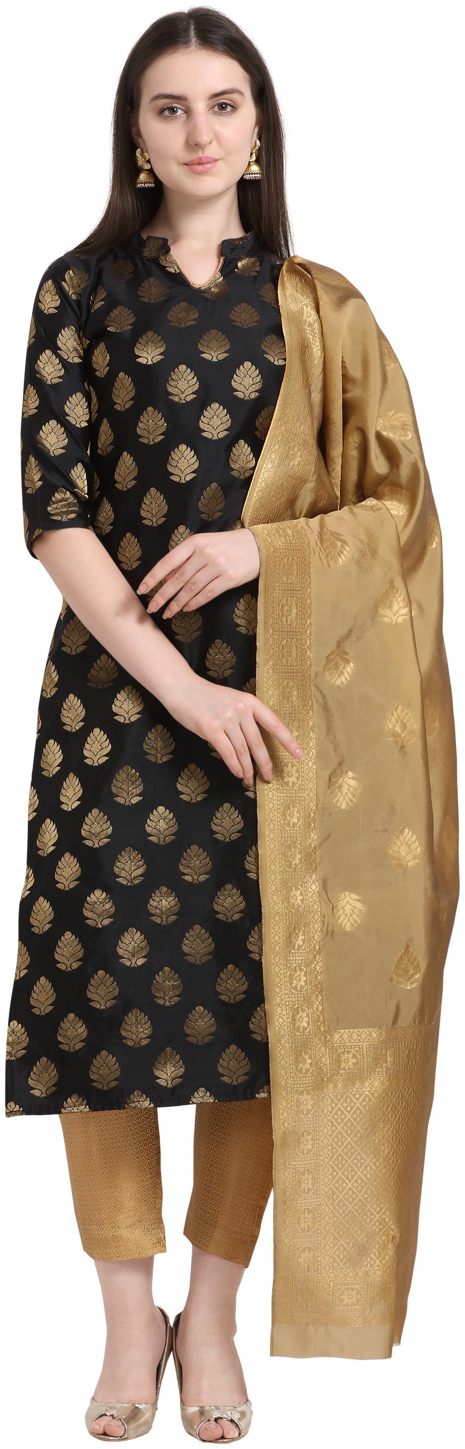 

Elora Black Unstitched Kurta with bottom dupatta With dupatta Dress Material