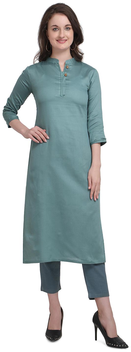 

Elora Women Grey Solid Straight Kurti