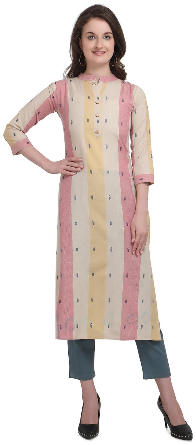 

Elora Women Beige Striped Straight Kurti