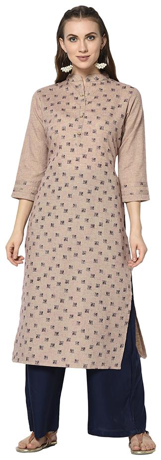 

Elora Women Peach Printed Straight Kurti