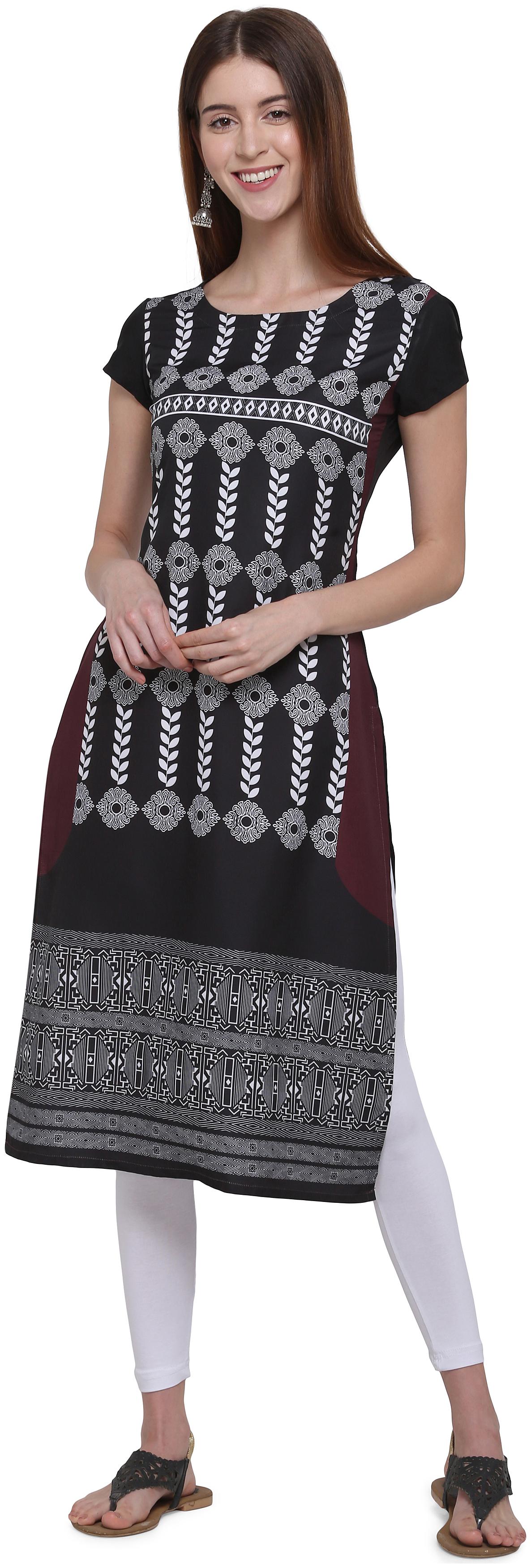 

Elora Women Black Printed Straight Kurti
