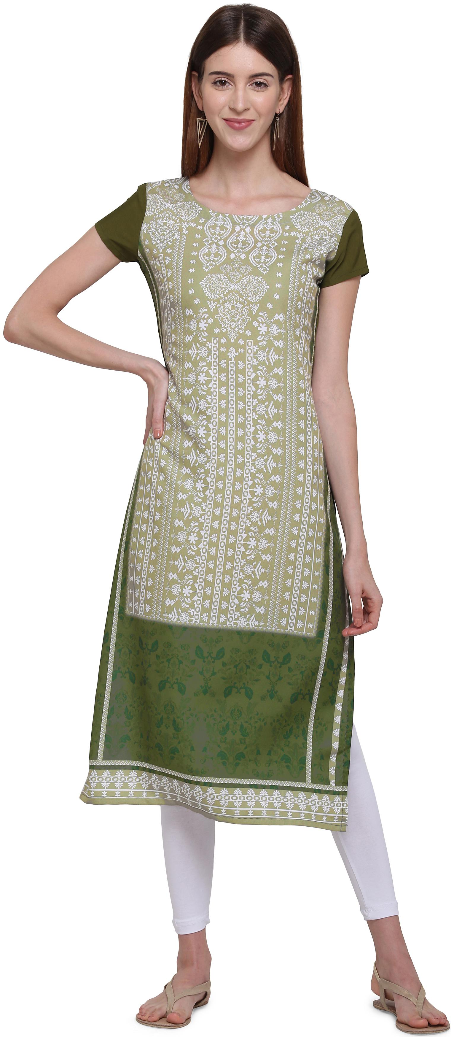 

Elora Women Green Printed Straight Kurti