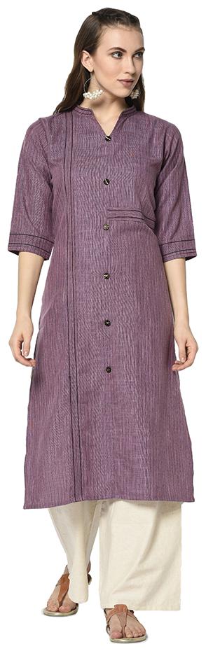 

Elora Women Purple Striped Straight Kurti