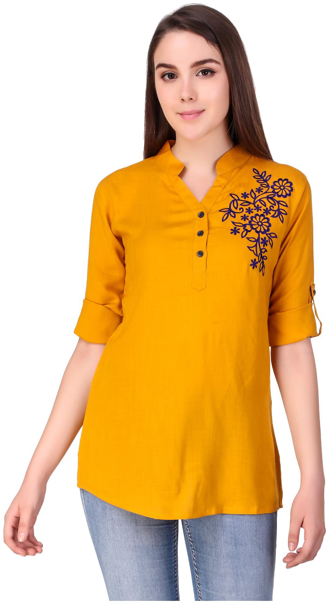 

Elyraa Women Embroidered Regular tunic - Yellow