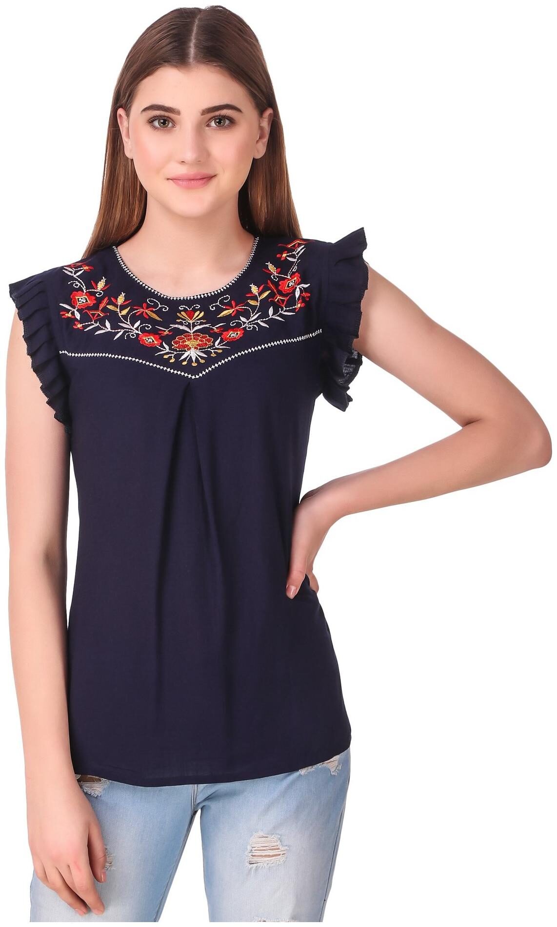

Elyraa Women Embroidered Regular tunic - Blue