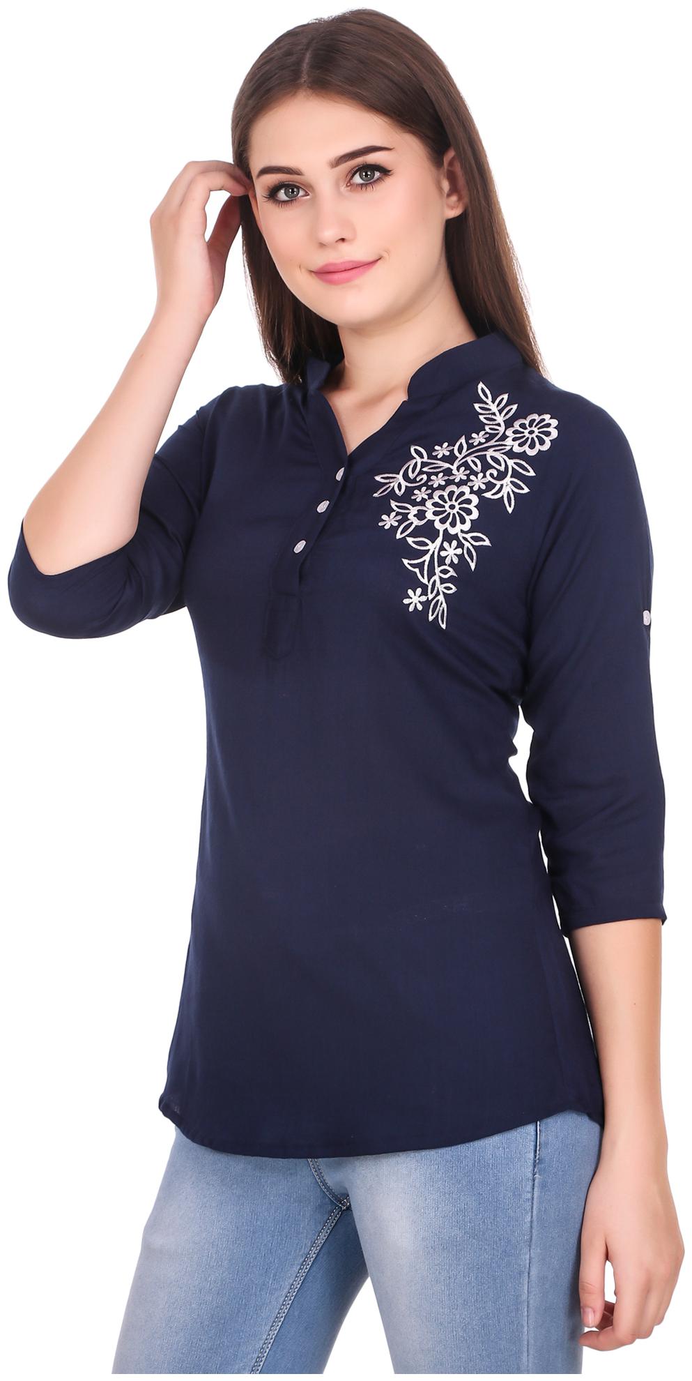 

Elyraa Women Embroidered Regular tunic - Blue