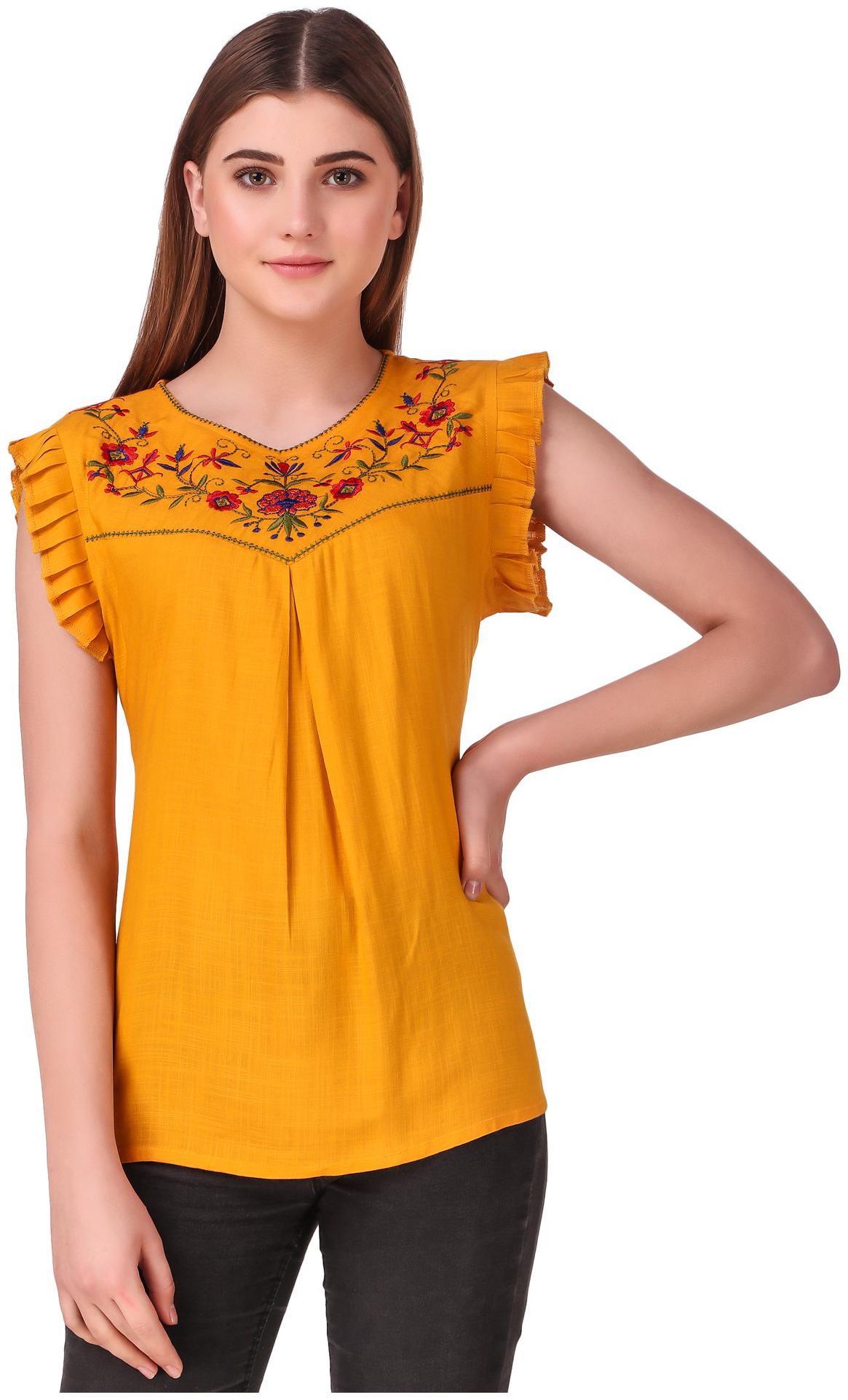 

Elyraa Women Embroidered Regular tunic - Yellow
