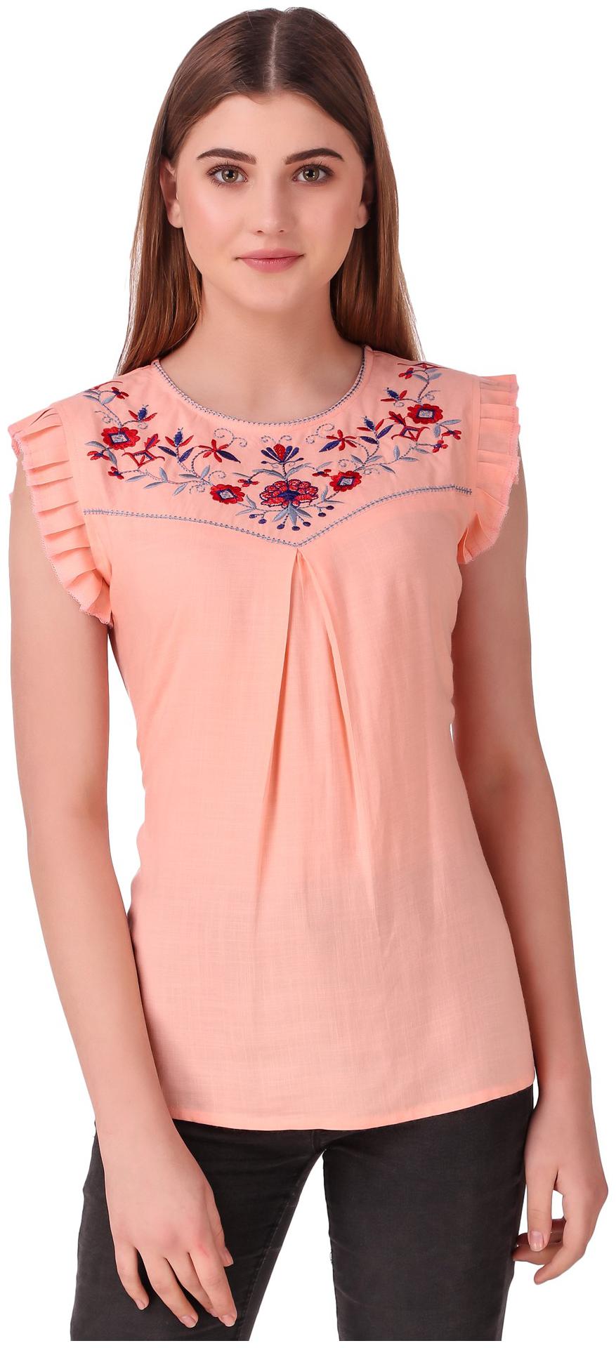 

Elyraa Women Embroidered Regular tunic - Peach