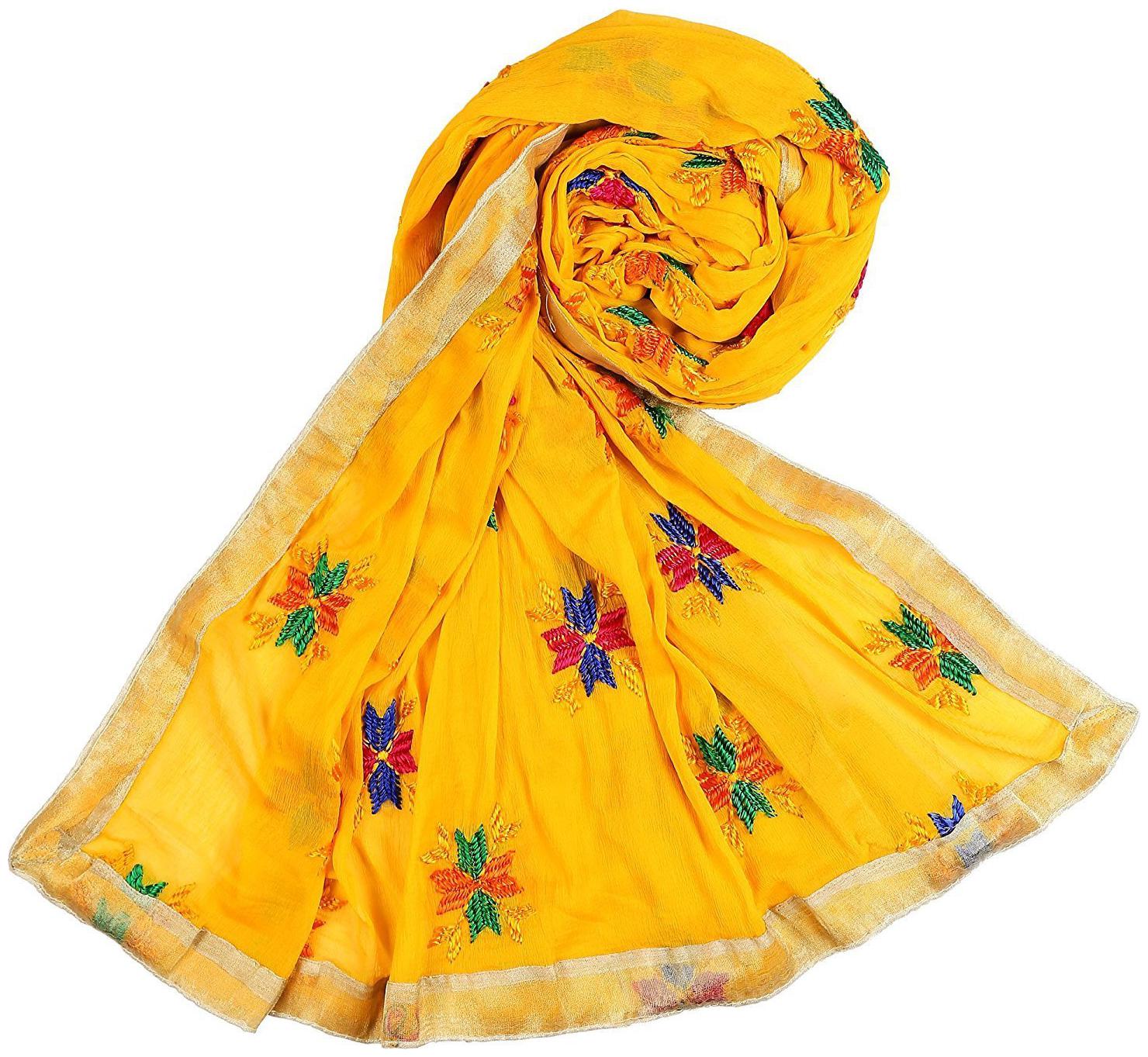 

Embroidered chiffon phulkari dupatta