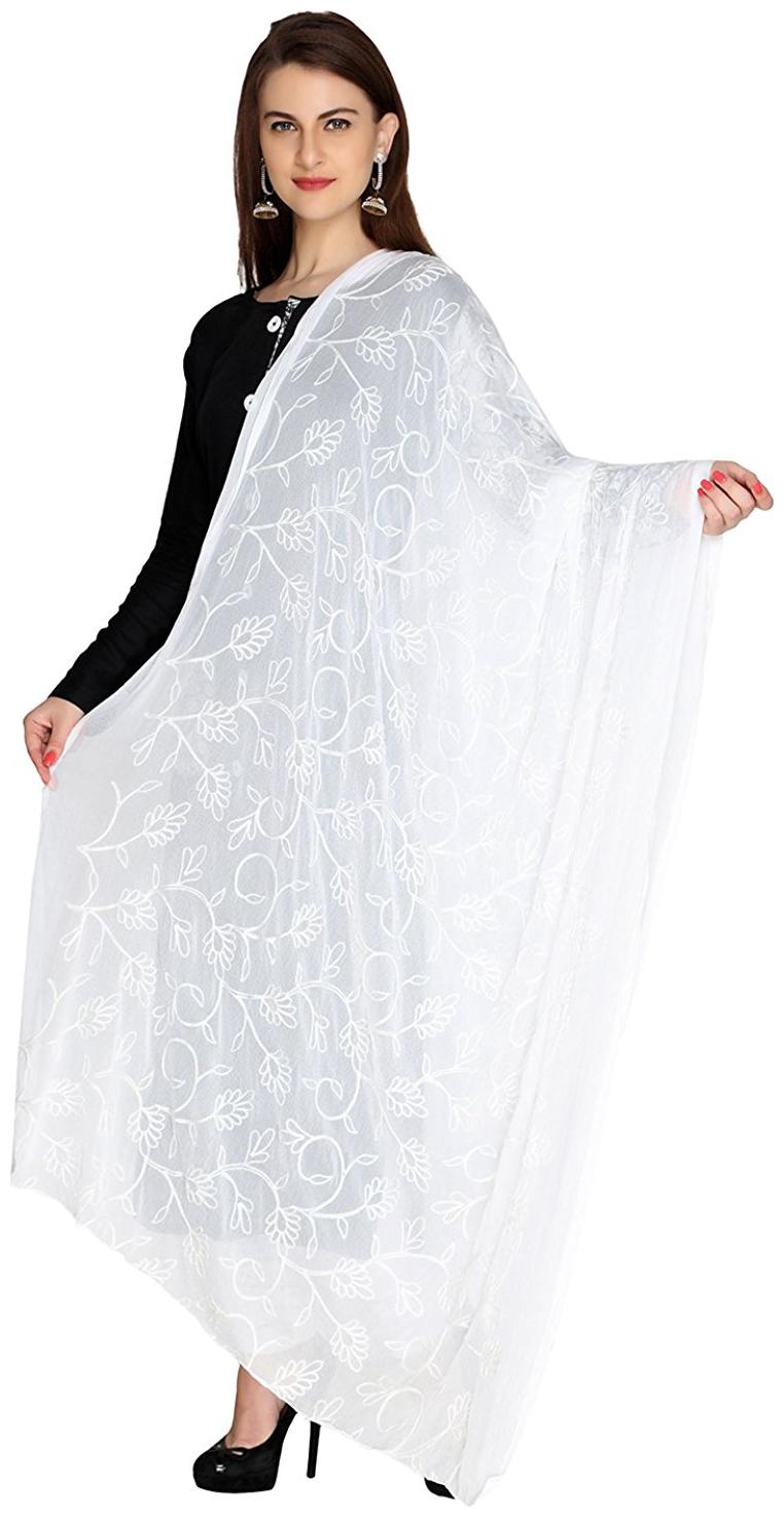 

Embroidered chiffon phulkari dupatta
